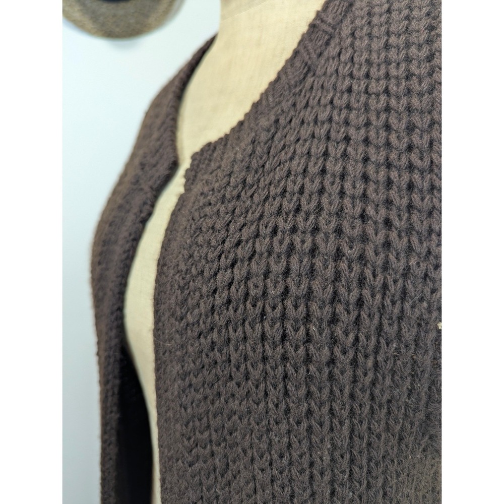 Ralph Lauren Purple Label Sleeveless Long Chunky Knit Cardigan Vest Brown M/L - Picture 5 of 13